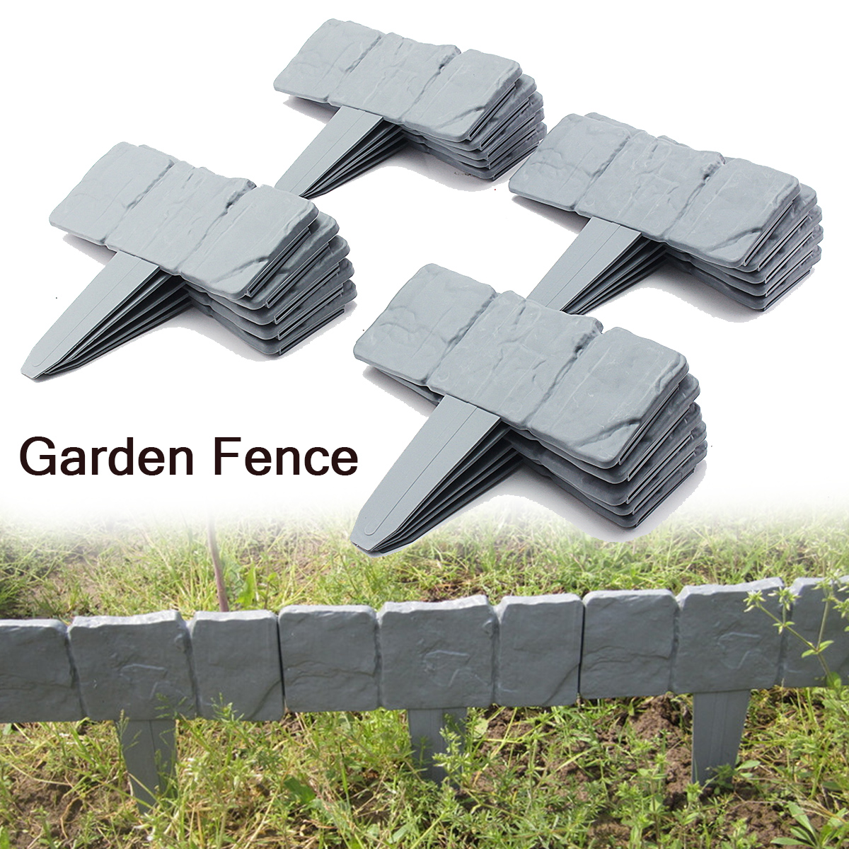 20Pcs-Garden-Fence-Edging-Cobbled-Stone-Effect-Plastic-Lawn-Edging-Plant-Border-Decorations-1349118-2