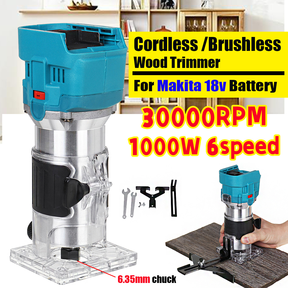 1000W-6-Speed-Brushless-Electric-Wood-Trimmer-Router-635mm-Steel-Chuck-For-Wood-Chamfering-Grooving--1840159-2