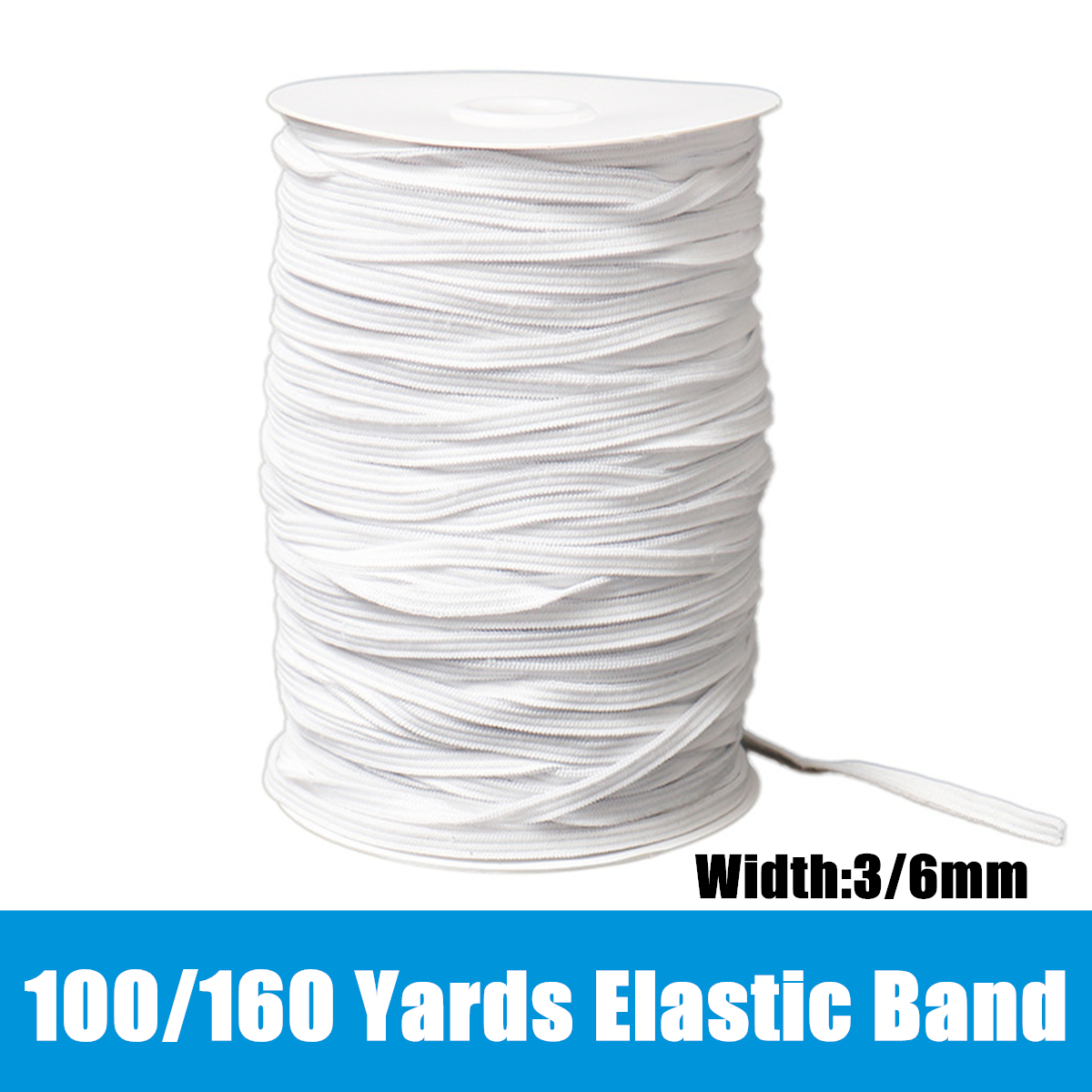 100160-Yards-DIY-Elastic-Band-Sewing-Crafting-Making-Braided-Cords-Knit-White-1671316-1
