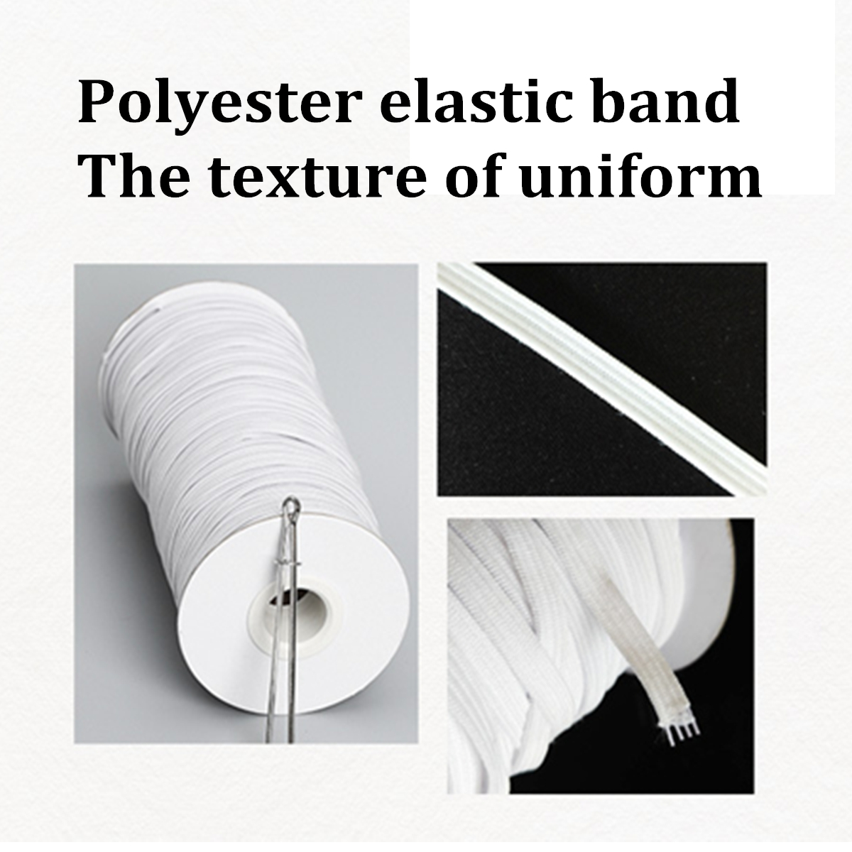 100160-Yards-DIY-Elastic-Band-Sewing-Crafting-Making-Braided-Cords-Knit-White-1671316-4