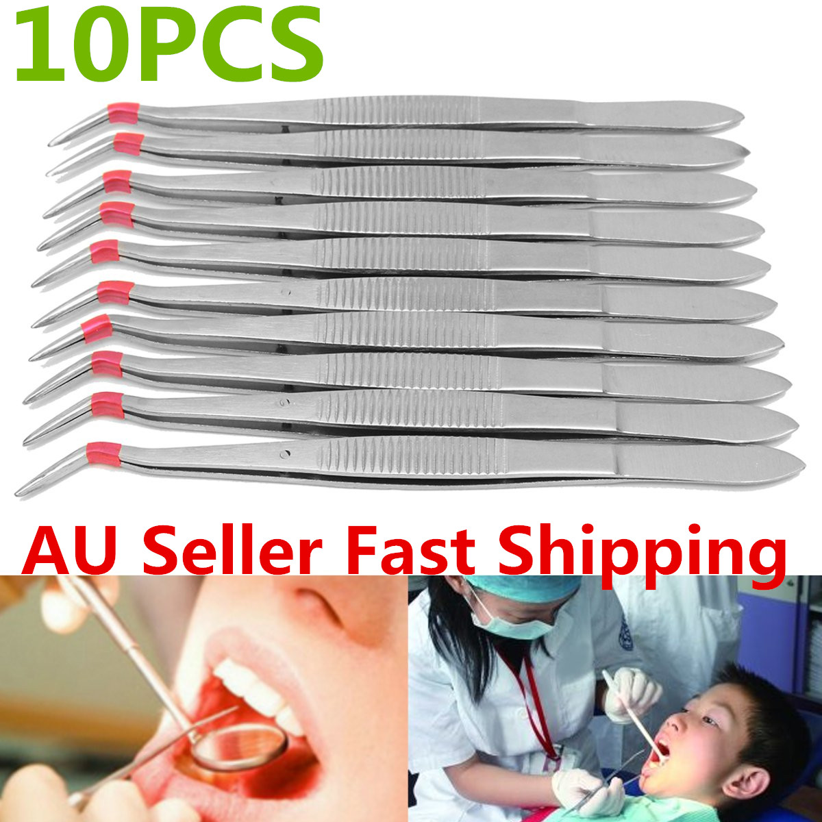 10Pcs-6inch-Stainless-Steel-Dental-Tweezers-Surgical-Lab-Instruments-Dentistry-Tool-1141171-1