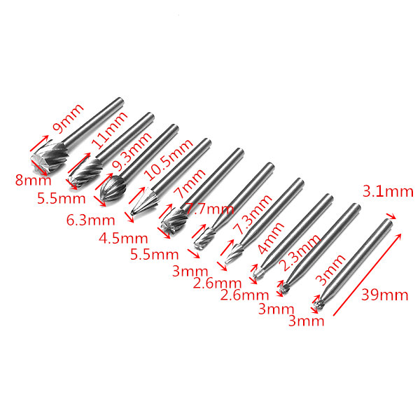 10pcs-3mm-Shank-HSS-Router-Bit-Rotary-Burr-File-Set-Milling-Drill-Cutter-for-Wood-Working-1065368-1
