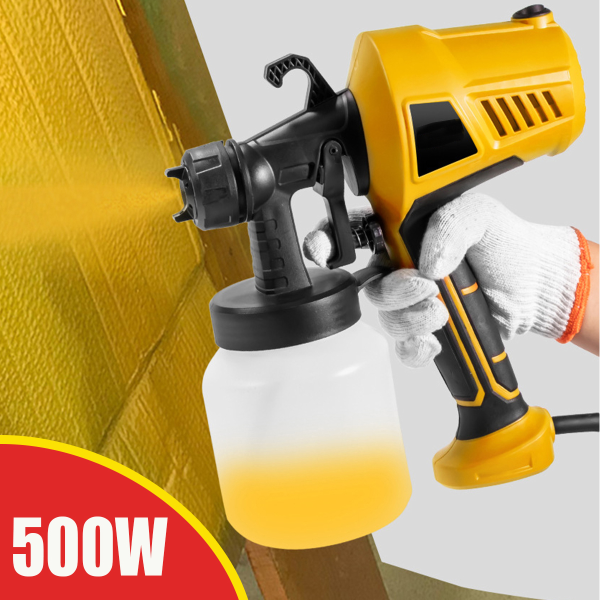 110V-500W-50Hz-Yellow-Plastic-Portable-High-Voltage-Electric-Paint-Spray-Gun-1943583-10