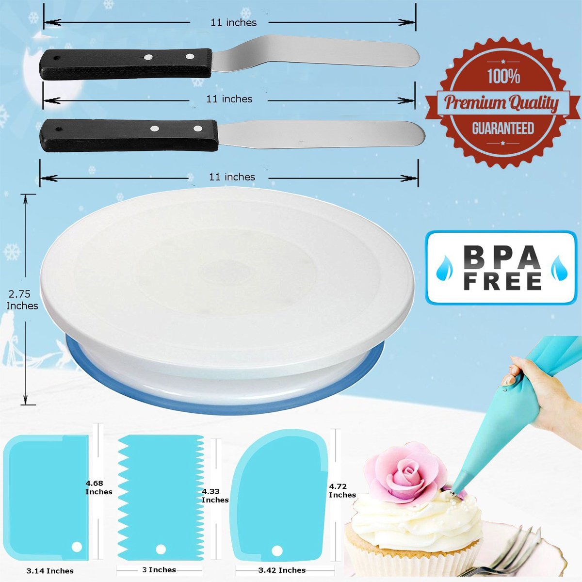 117Pcs-Cake-Decorating-Tool-Kit-Baking-Fondant-Supplies-Turntable-Bag-Tip-Spatula-1776531-2