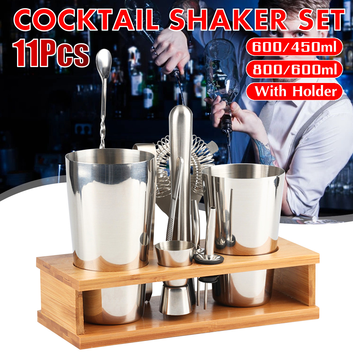 11Pcs-Cocktail-Shaker-Set-Mixer-Martini-Spirits-Bar-Spoon-Jigger-Strainer-Stand-Tools-1732796-1