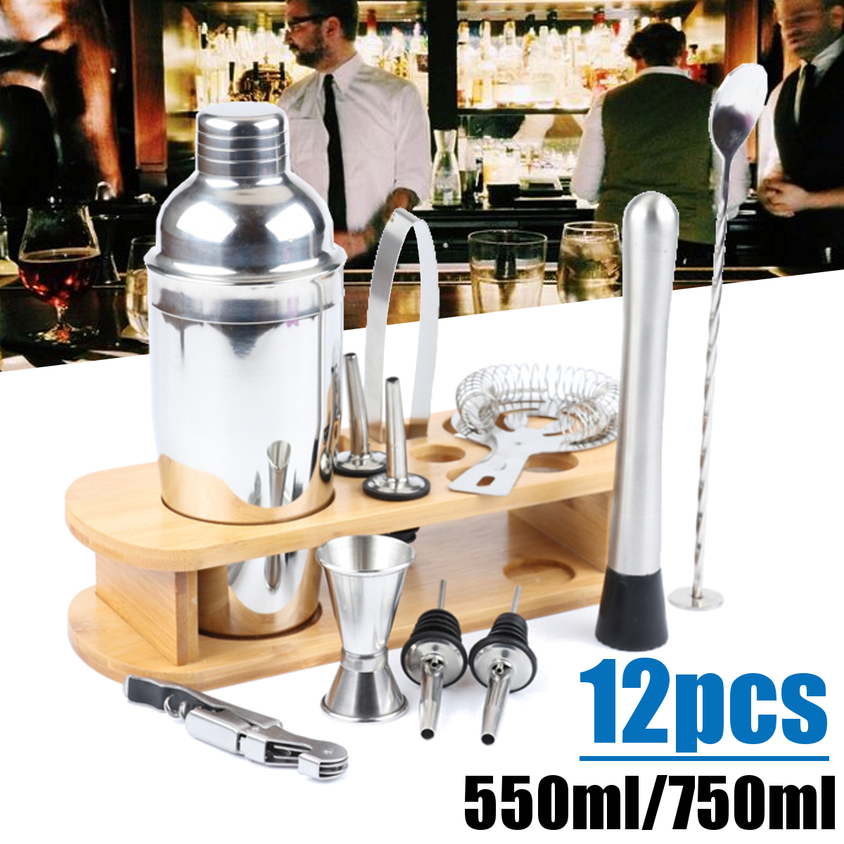 12pcs-Boston-Cocktail-Shaker-Bar-Stainless-Steel-Bartender-Mixer-with-Base-1750467-1