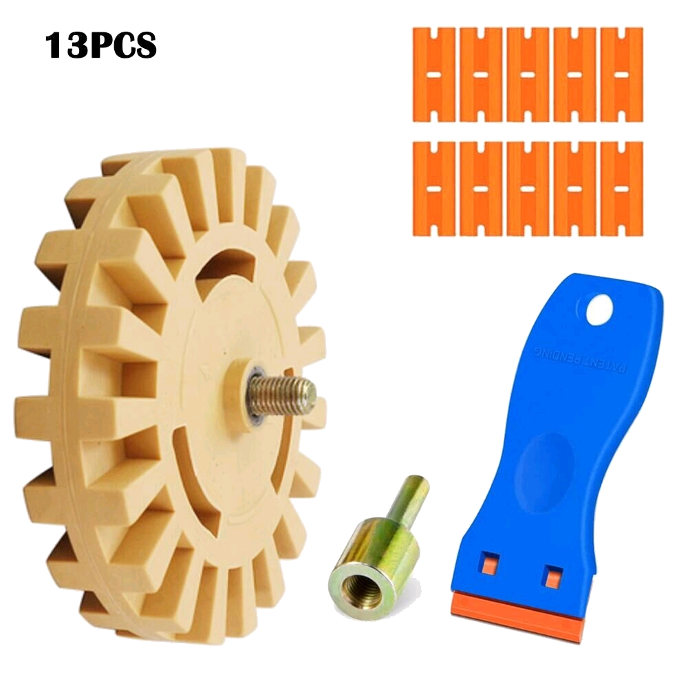 13pcs-Sticker-Decal-Glue-Removal-Tool-Eraser-Wheel-Cleaning-Scraper-1822392-2