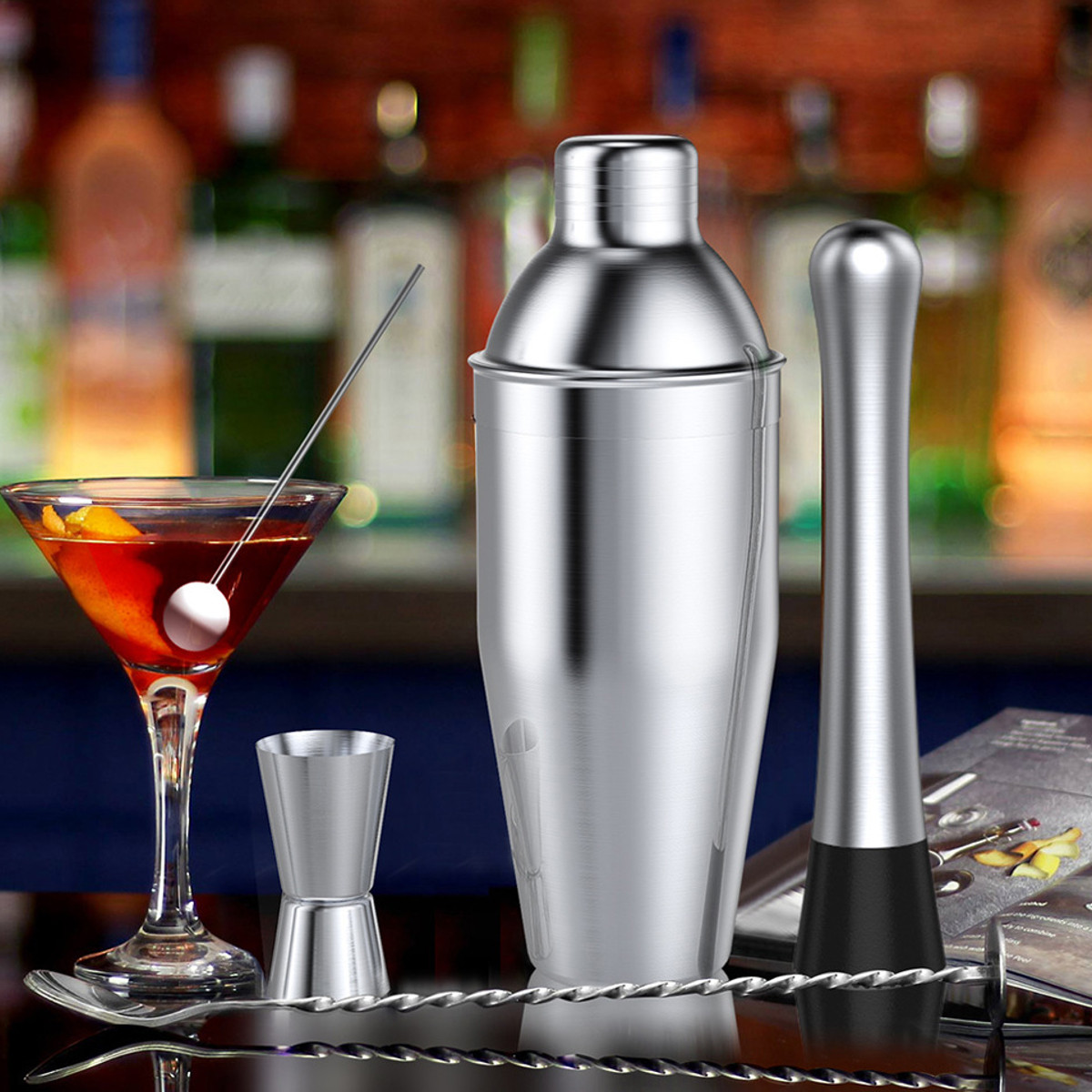 14Pcs-Cocktail-Shaker-Set-Mixer-Martini-Spirits-Bar-Spoon-Jigger-Strainer-Stand-1739695-8