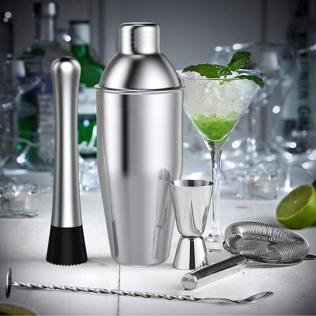 14Pcs-Cocktail-Shaker-Set-Mixer-Martini-Spirits-Bar-Spoon-Jigger-Strainer-Stand-1739695-10