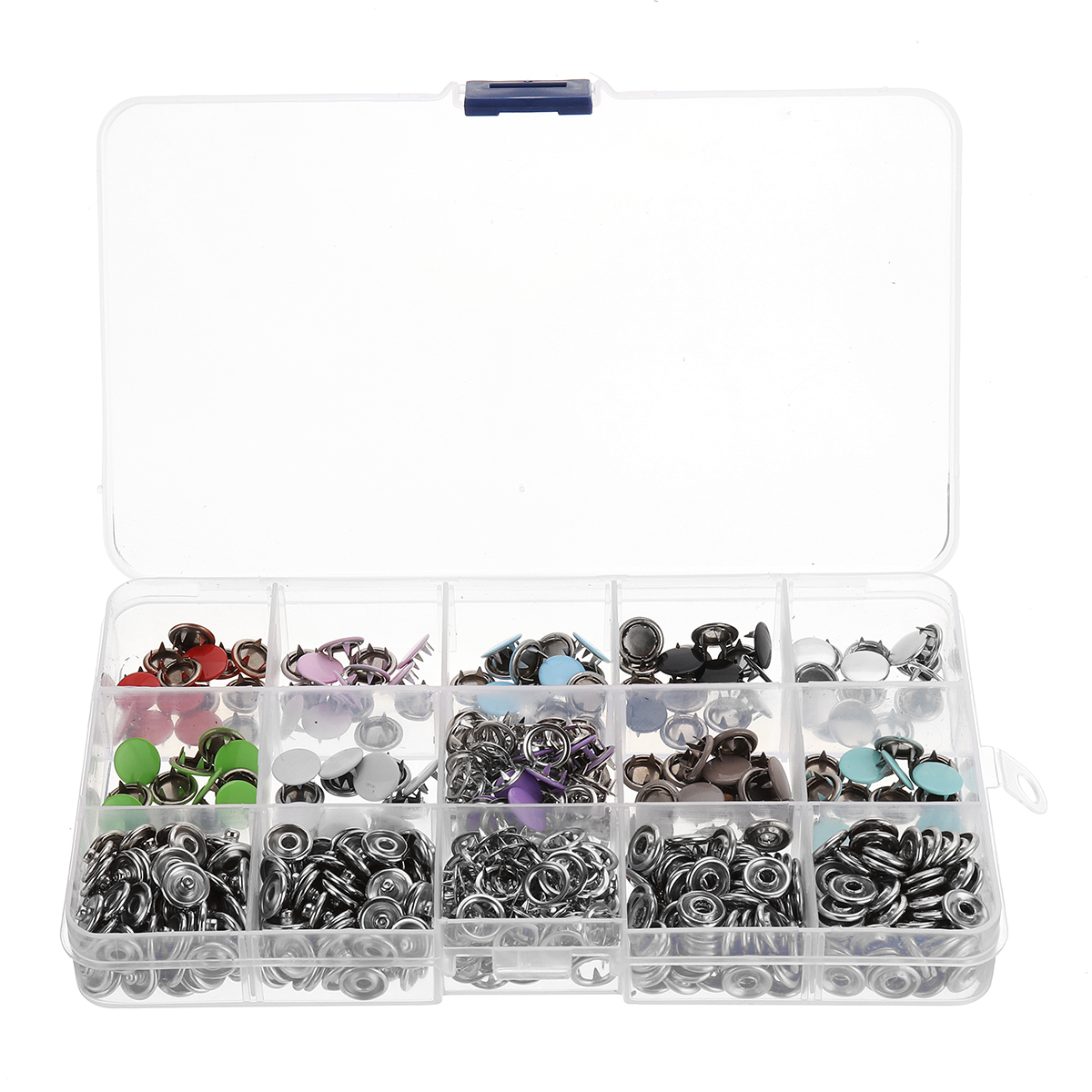 150-Sets-Stainless-Steel-Buttons-Snaps-Fasteners-Dummy-Clips-Press-Studs-10-Colors-1451584-7