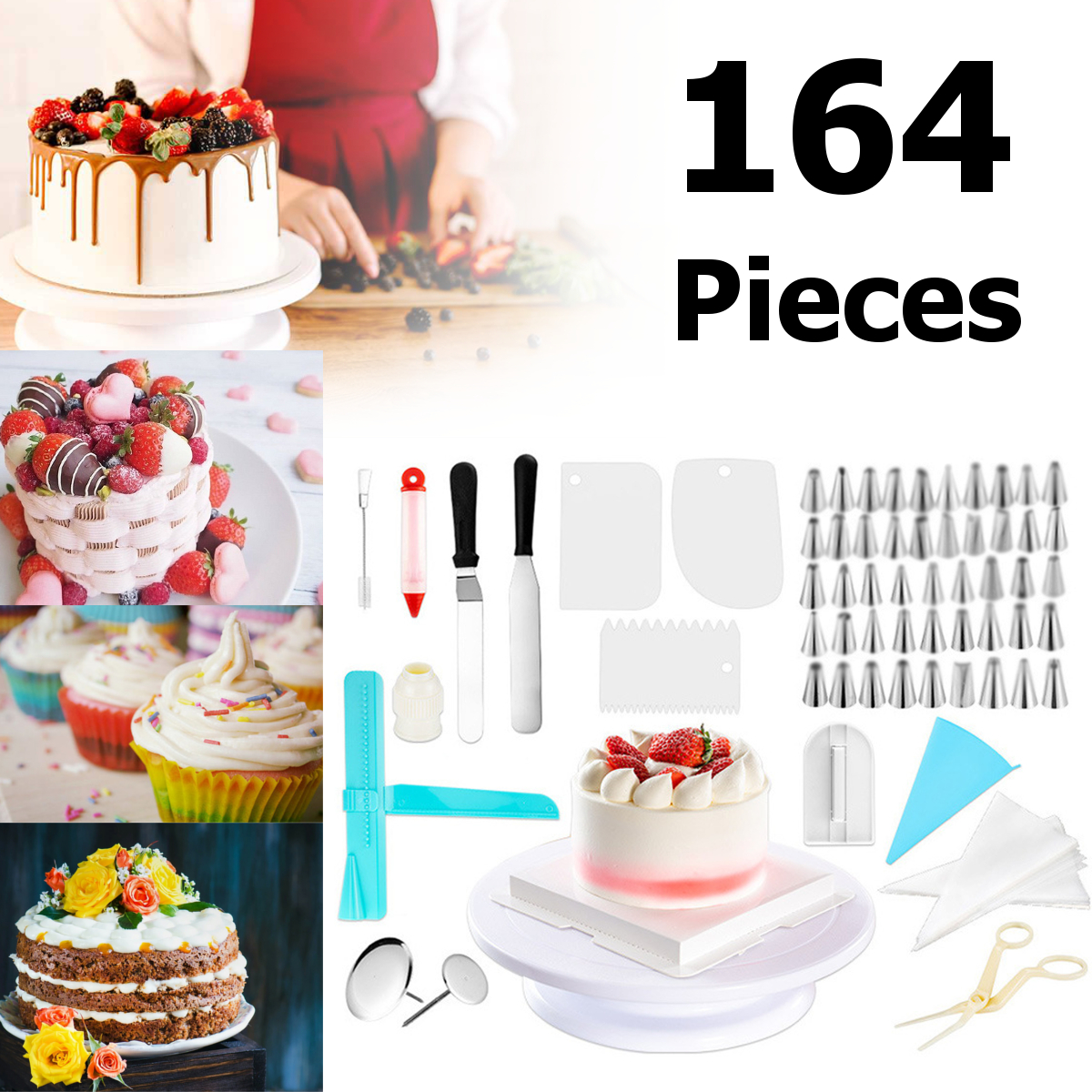 164Pcs-DIY-Cake-Decor-Kit-Tools-Baking-Supplies-Turntable-Sets-Spatula-Stand-Kits-1798162-1