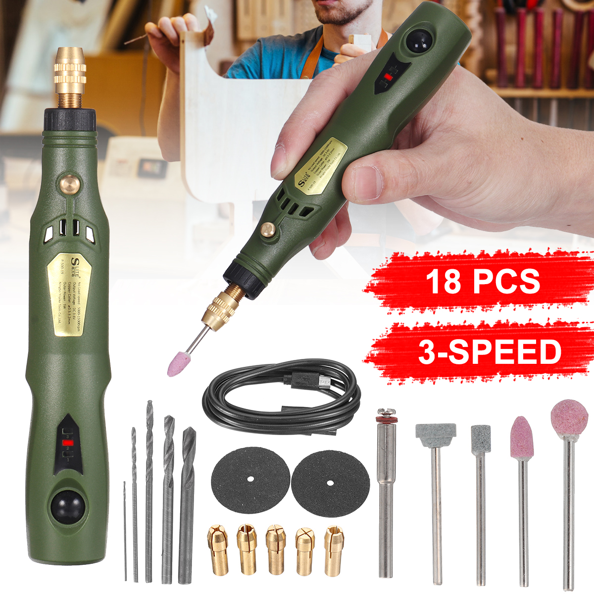 18pcs-36V-USB-Rechargeable-DIY-Electric-Engraving-Pen-Carve-Tool-For-Jewelry-Metal-Glass-Ceramic-1803310-1