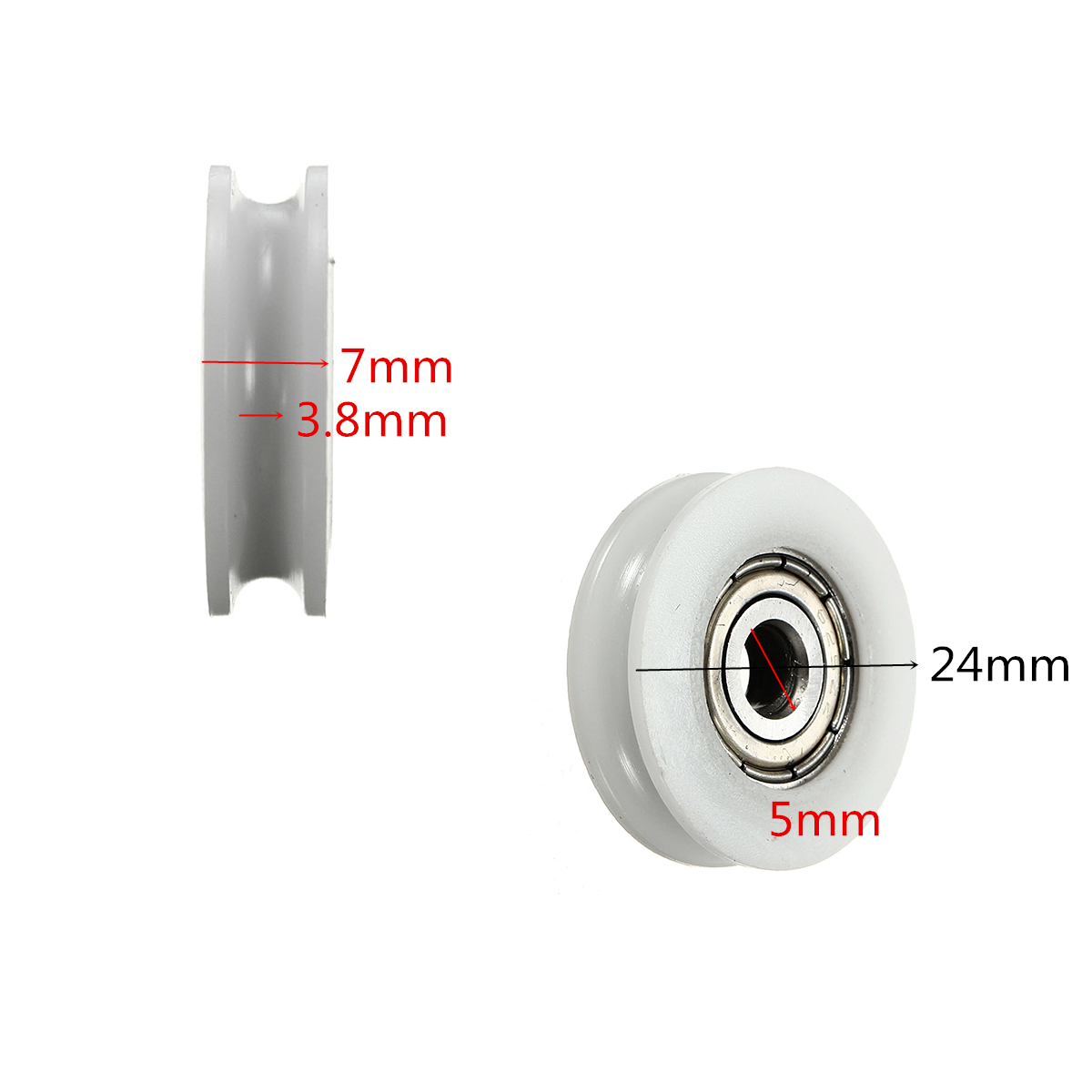 20Pcs-5x24x7mm-U-Notch-Nylon-Round-Pulley-Wheel-Roller-For-38mm-Rope-Ball-Bearing-1688635-4