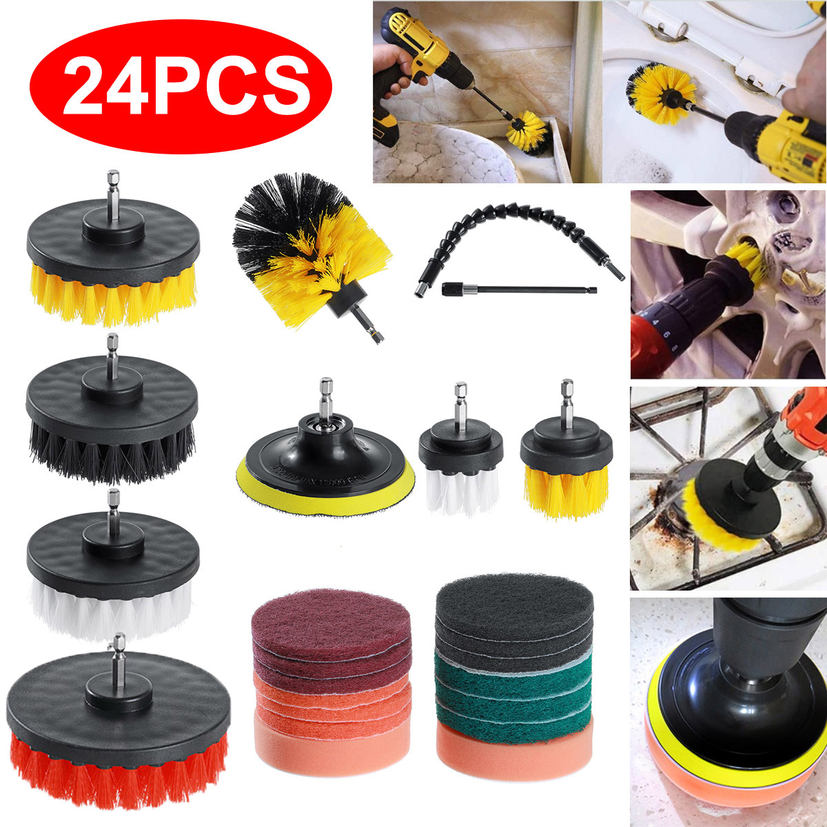 24pcs-Cleaning-Drill-Brush-Attachment-Set-Carpet-Tile-Power-Scrubber-Cleaner-Attachment-1863775-1