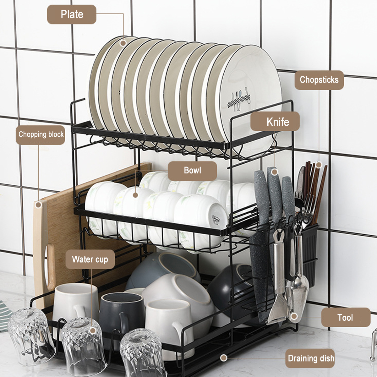 3-Tier-Multifunctional-Kitchen-Drying-Dish-Rack-Over-Sink-Drainer-Shelf-1750984-4