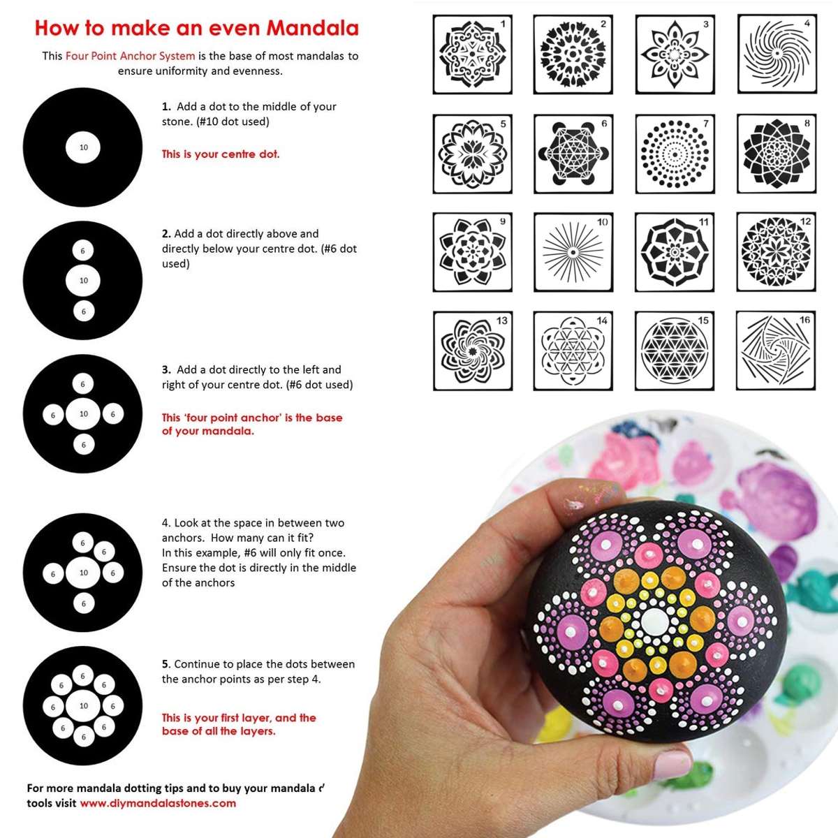 33Pcs-Mandala-Dotting-Tools-Set-Rock-Painting-Kit-Nail-Art-Pen-Paint-Stencil-1688977-5