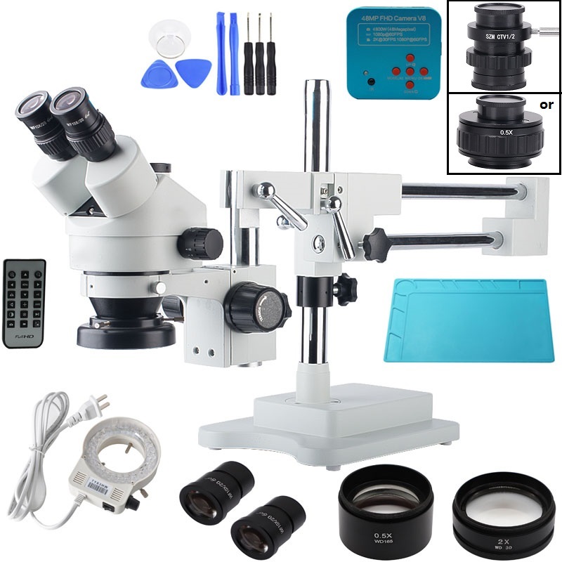 35X-90X-Double-Boom-Stand-Zoom-Simul-Focal-Trinocular-Stereo-Microscope48MP-2K-HDMI-USB-Industrial-C-1955091-1