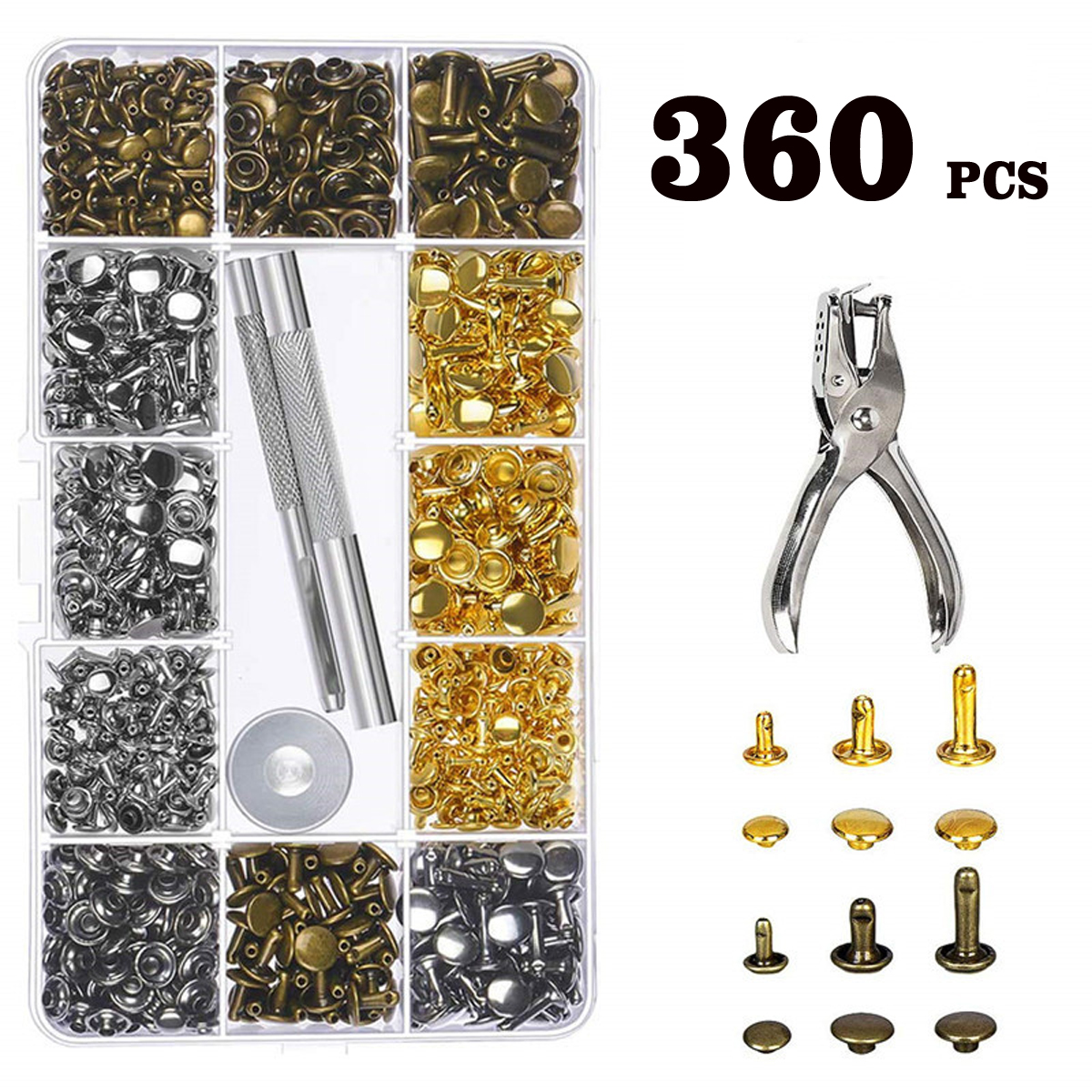 360Pcs-Leather-Rivets-Double-Cap-Rivets-Metal-Fixing-Tool-With-Punch-Pliers-Kit-Craft-Snap-Fastener--1780048-1