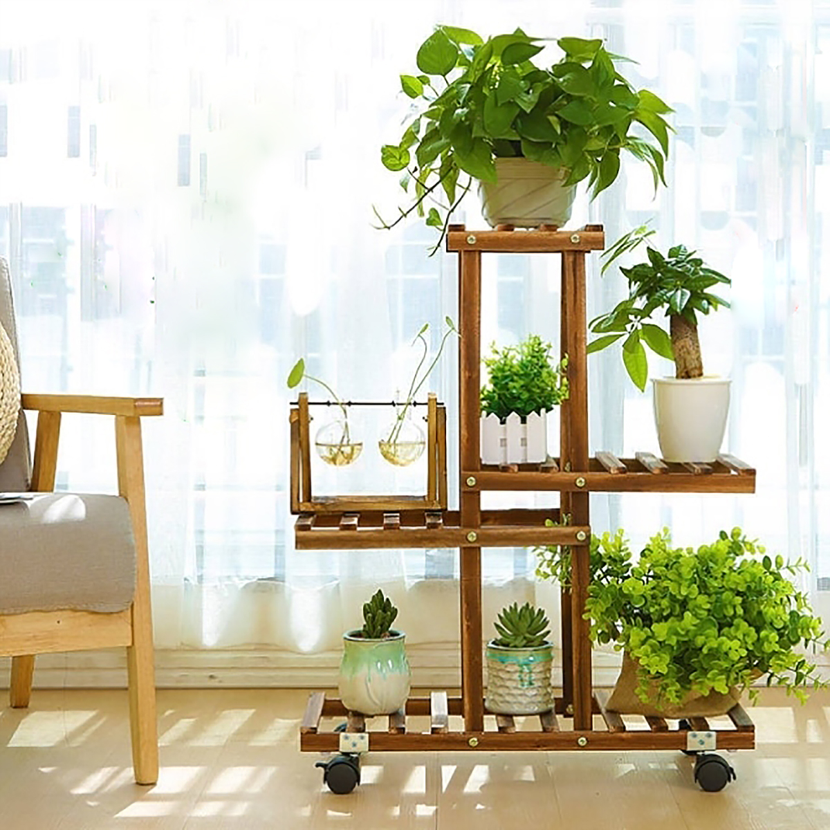 4-Layers-Wooden-Flower-Stand-Pot-Plant-Display-Shelves-Storage-Garden-Home-Decoration-1724682-2
