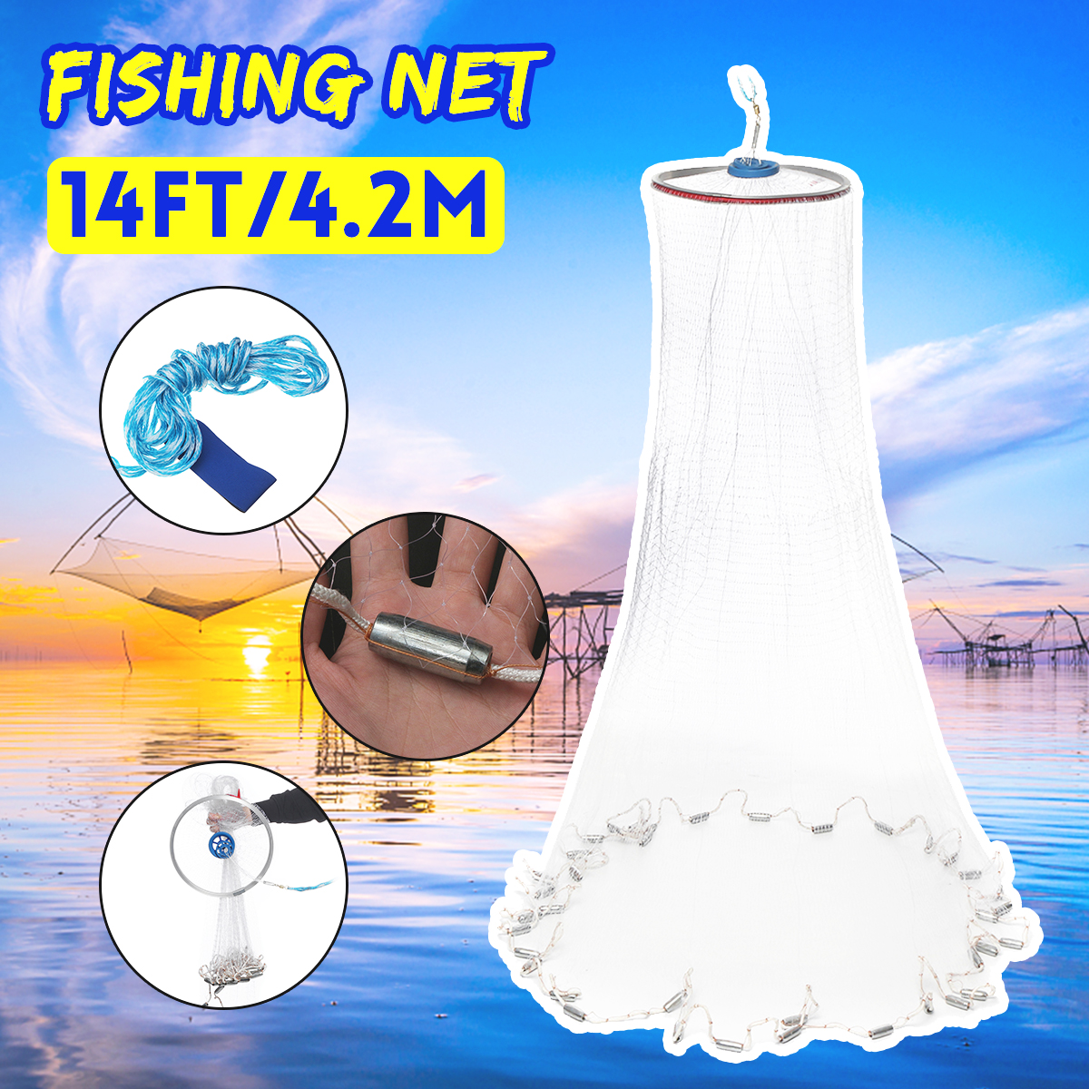 42M-14FT-Hand-Easy-Throw-Manual-Fishing-Net-Spin-Bait-Casting-Nylon-Line-Sinker-1590417-1