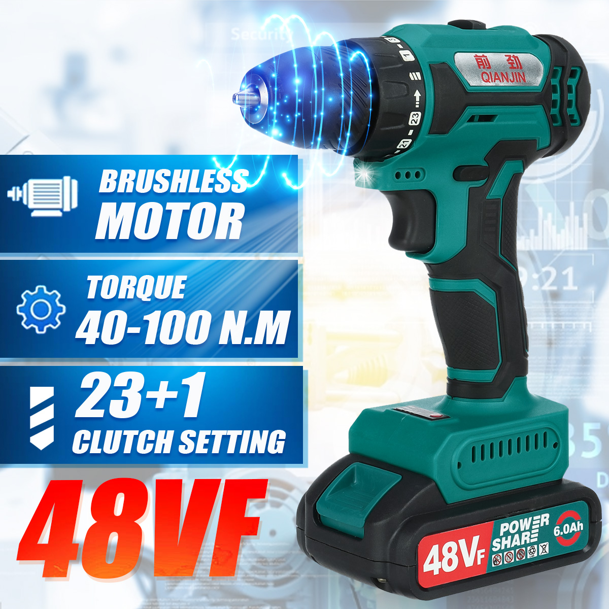 48VF-Brushless-High-Power-Torque-Drill-2-Speed-Rechargable-Electric-Screwdriver-Drill-With-None12-Pc-1840212-2