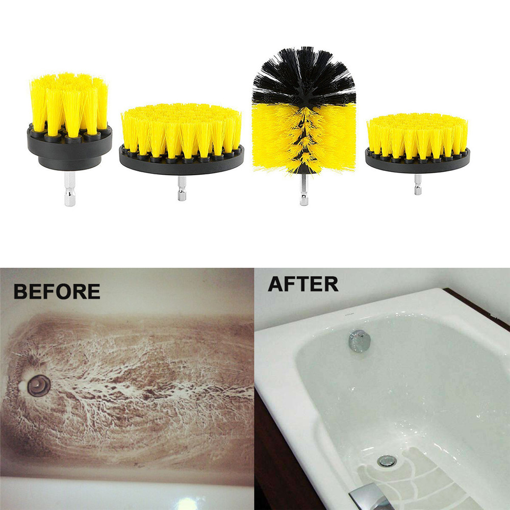 4Pcs-23545-Inch-Electric-Drill-Brush-YellowBlue-Cleaning-Brush-Tool-For-Bathtub-Carpet-1309283-5