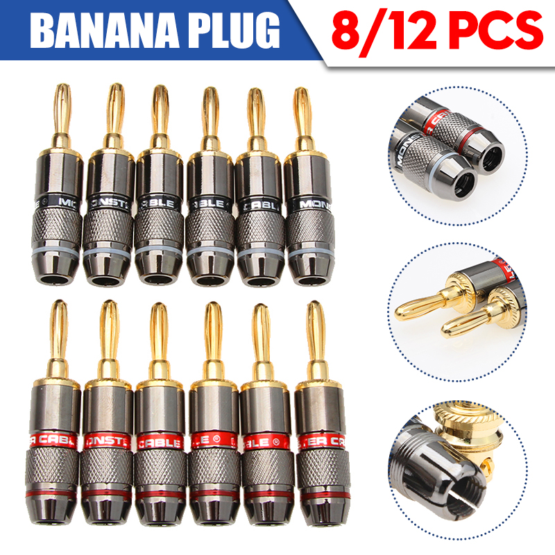 50-90VA-Gold-Plated-Male-Connector-812Pcs-Audio-Speaker-Cable-Wire-Banana-Plug-Jack-1670570-1