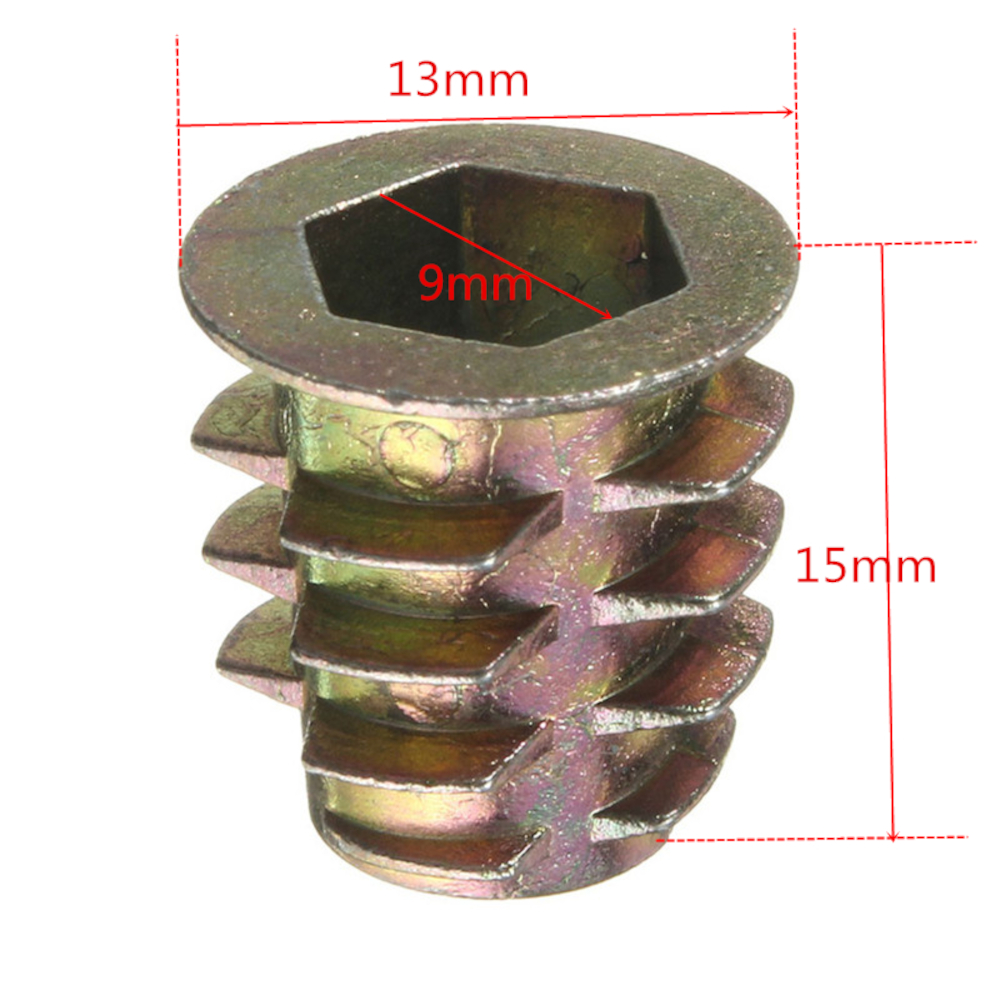 50Pcs-M8-Zinc-Alloy-Steel-Furniture-Hex-Drive-Head-Nut-Screws-Threaded-Wood-Insert-1802233-5