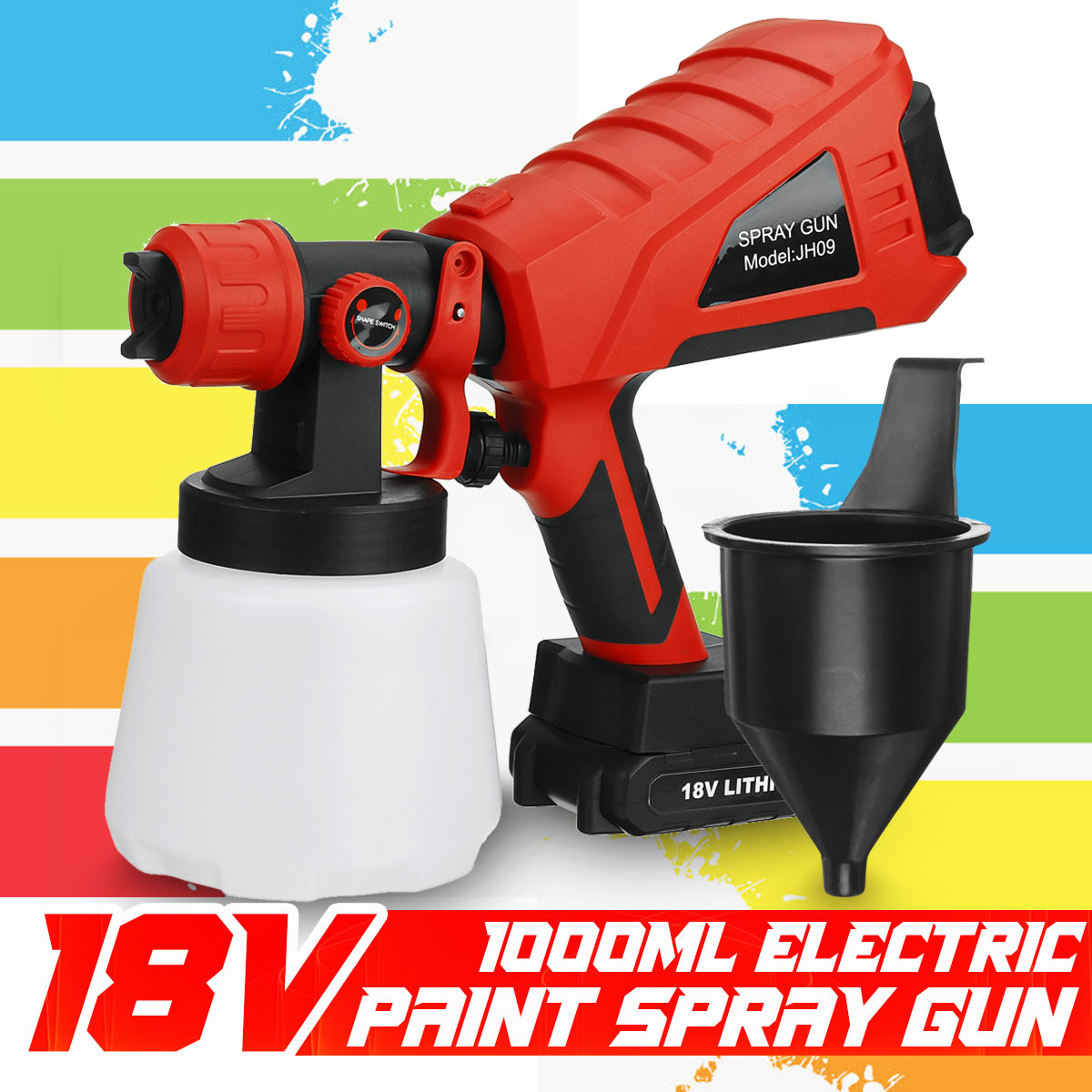 600W-18V-1000ML-Electric-Paint-Spray-Guns-Household-Paint-Sprayer-Machine-W-12pcs-Battery-1855052-2