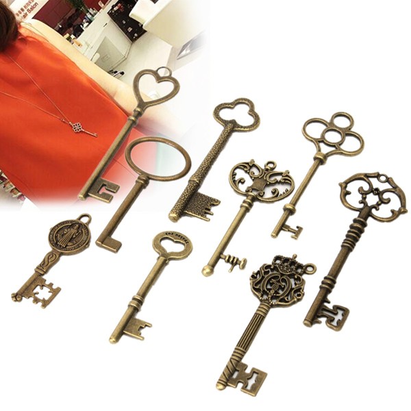 9Pcs-Antique-Vintage-Skeleton-Keys-Bronze-Charm-Pendants-For-DIY-Jewelry-Making-1021619-5