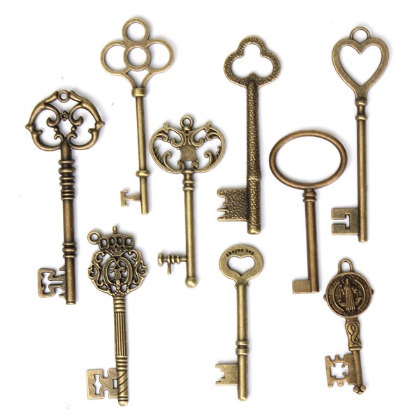 9Pcs-Antique-Vintage-Skeleton-Keys-Bronze-Charm-Pendants-For-DIY-Jewelry-Making-1021619-7