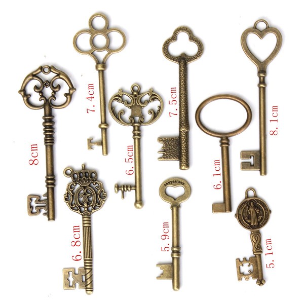 9Pcs-Antique-Vintage-Skeleton-Keys-Bronze-Charm-Pendants-For-DIY-Jewelry-Making-1021619-10