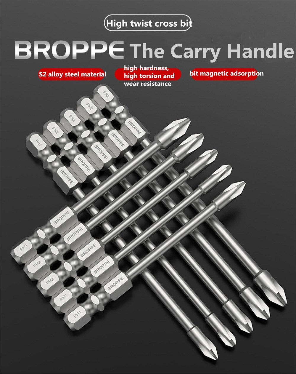 BROPPE-10Pcs-100mm-Length-Impact-Phillips-Screwdriver-Bit-High-Torque-Cross-Screwdriver-Bit-S2-Stron-1734388-1