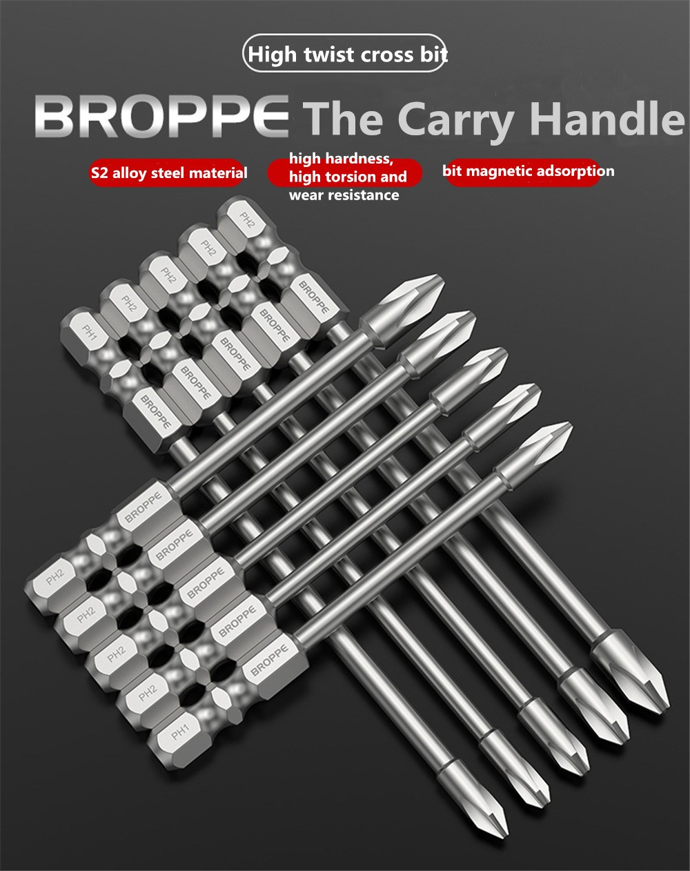 BROPPE-10Pcs-75mm-Length-Impact-Phillips-Screwdriver-Bit-High-Torque-Cross-Screwdriver-Bit-S2-Strong-1734389-1