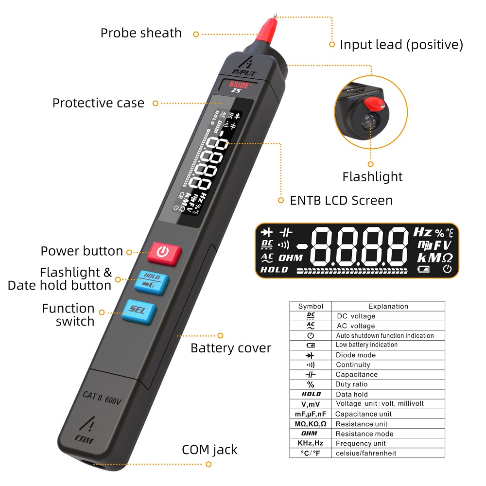 BSIDE-Z5-Multifunction-Non-contact-Digital-Multimeter-Pen-Type-Meter-6000-Counts-True-RMS-ACDC-Volta-1940974-9