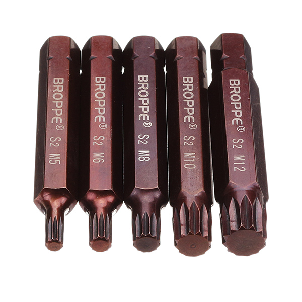 Broppe-5pcs-M5-M12-75mm-Magnetic-Star-Screwdriver-Bit-S2-Steel-10mm-Hex-Shank-1286468-2