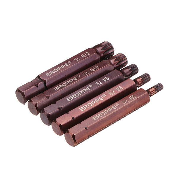 Broppe-5pcs-M5-M12-75mm-Magnetic-Star-Screwdriver-Bit-S2-Steel-10mm-Hex-Shank-1286468-5