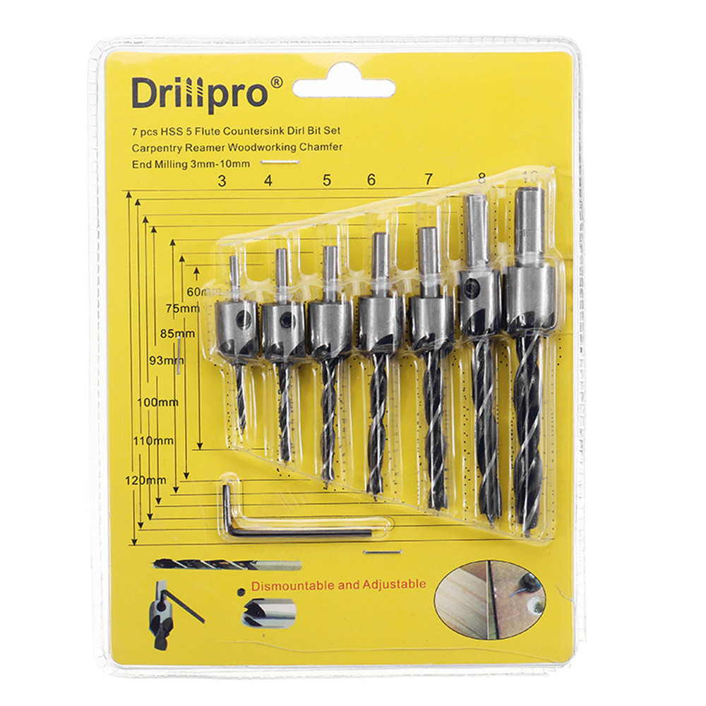 Drillpro-7pcs-HSS-5-Flute-Countersink-Drill-Bit-Set-Reamer-Woodworking-3-10mm-Chamfer-Drill-Bits-1278664-7