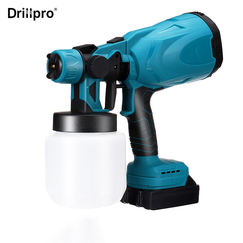 Drillpro-800mL-RedBlue-Suction-Type-Cordless-Paint-Sprayer-Electric-Paint-Woodworking-Spray-Gun-1957683-1