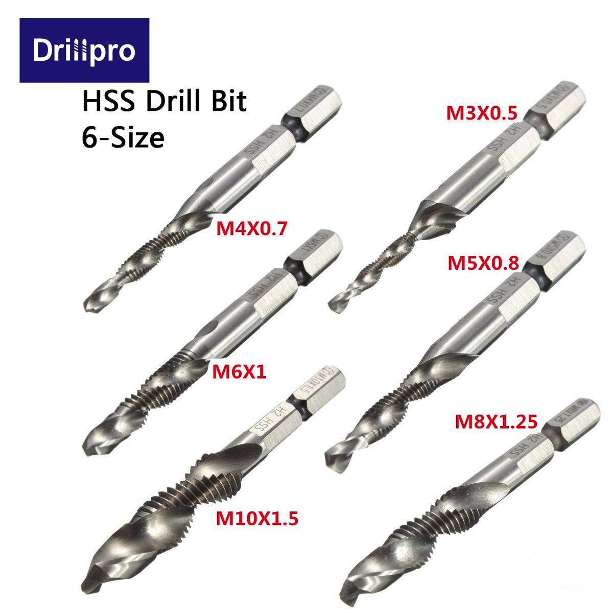 Drillpro-DB-C4-HSS-14-Inch-Hex-Shank-Combination-Metric-Drill-Tap-Bit-M3M4M5M6M8M10-1014805-3
