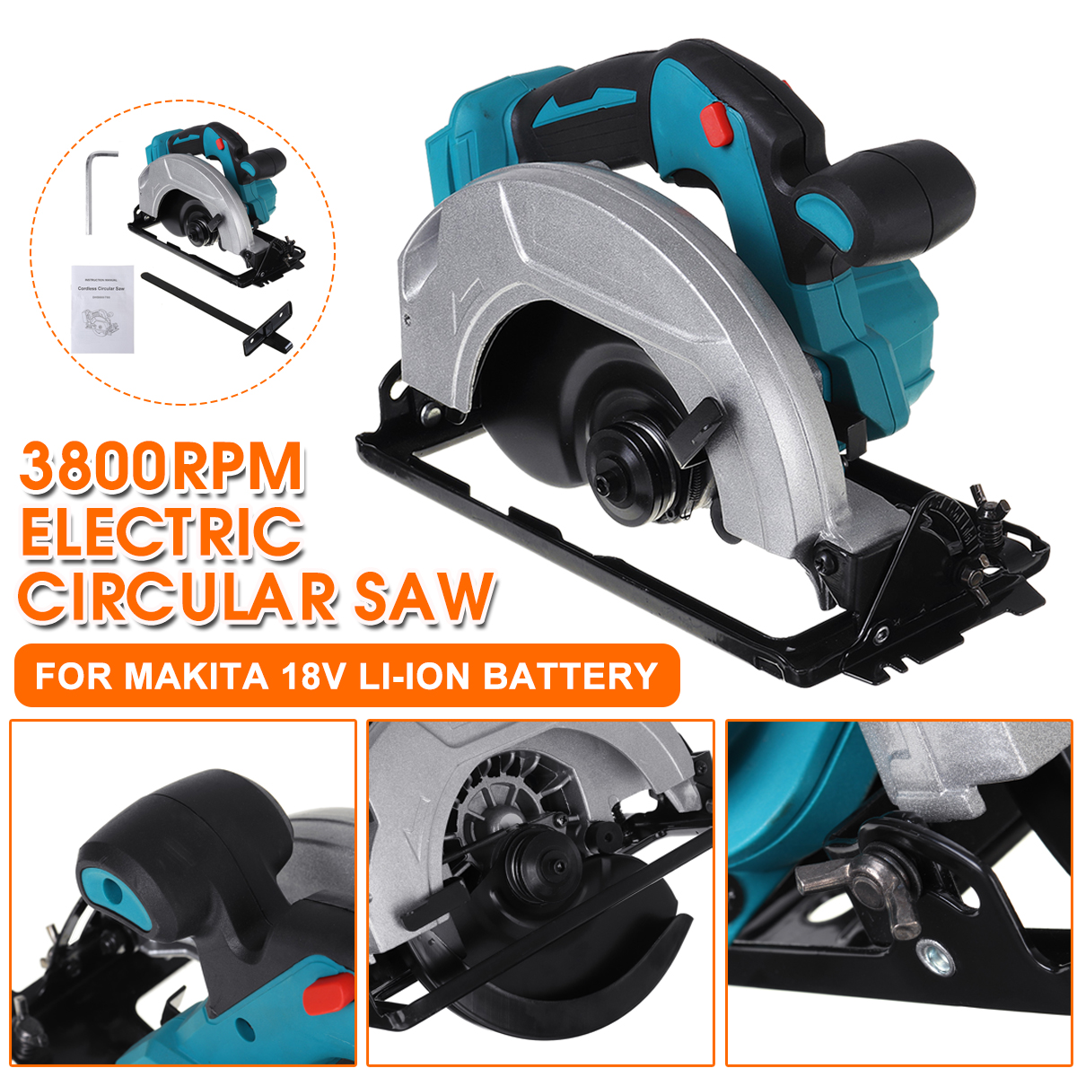 Electric-Circular-Saw-Handle-Power-Tools-3800RPM-For-Makita-18V-Battery-1694998-2