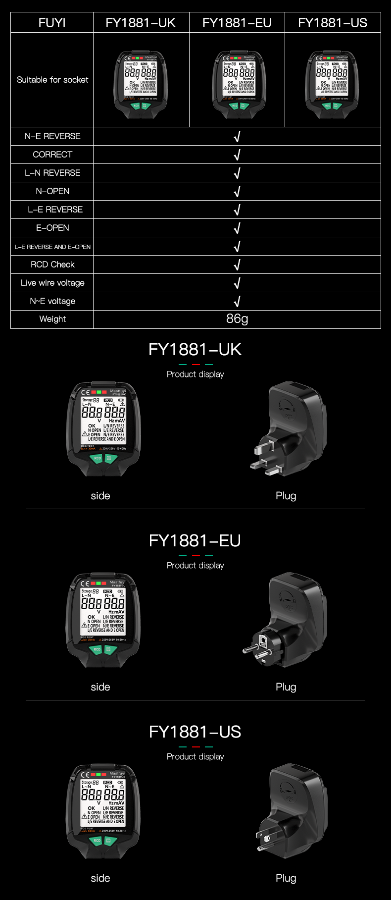 FY1881-30V-250V-Digital-Smart-Socket-Tester-Voltage-Test-Socket-Tester-ENull-Line-Phase-Check-RCD-Te-1877401-11