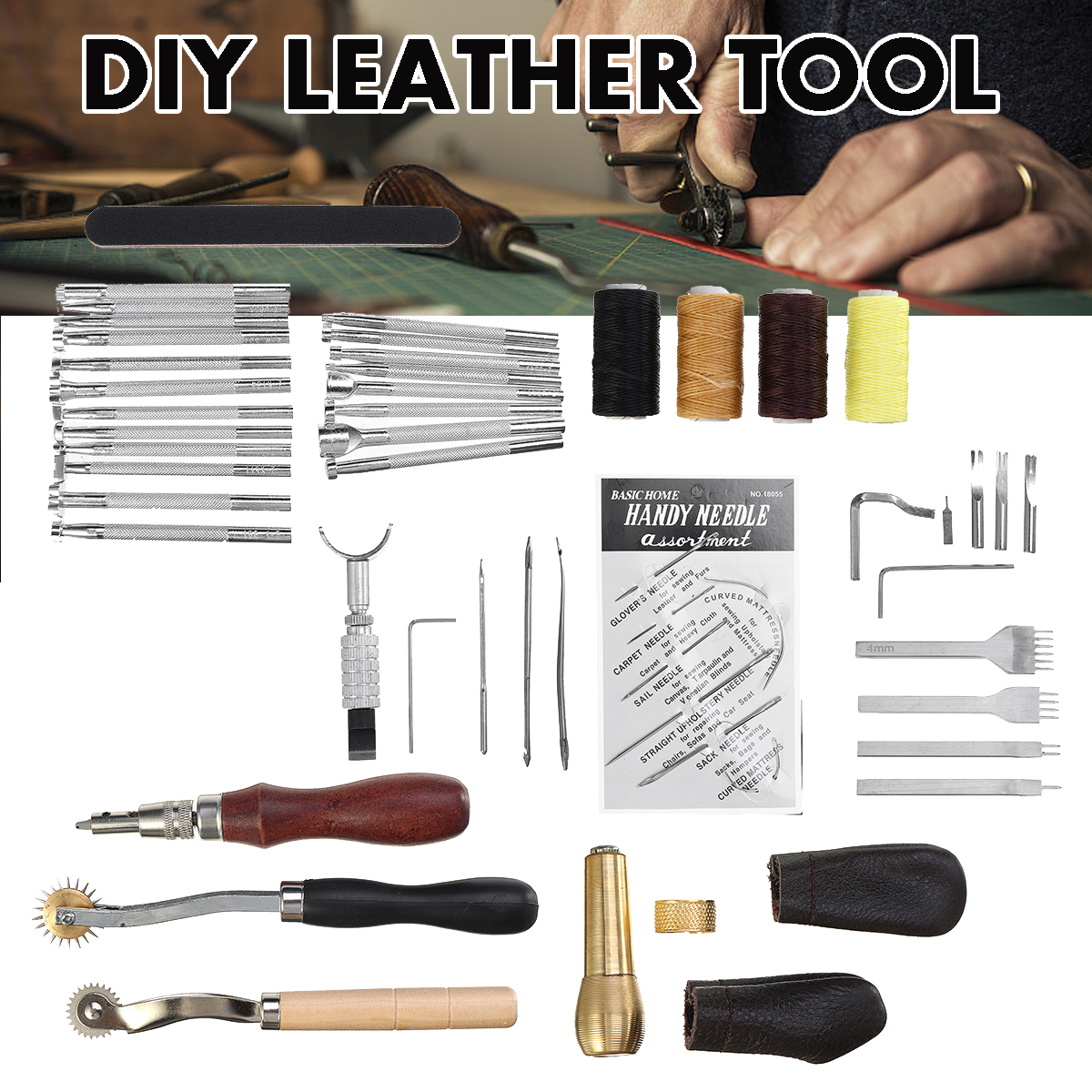 Leather-Sewing-Thread-Carving-DIY-Leather-Craft-Tools-Hand-Stitching-Kit-Set-1693486-1