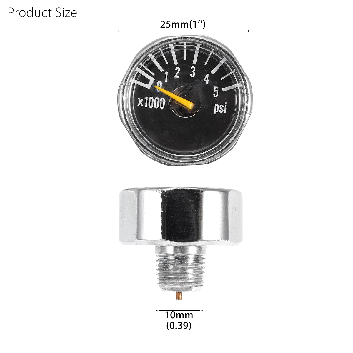 Micro-Gauge-1-inch-25mm-0-to-5000psi-High-Pressure-for-HPA-Paintball-Tank-CO2-PCP-1263873-1