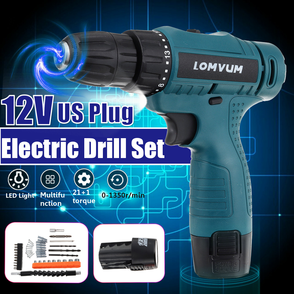 Multifunctional-Electric-Drill-211-Torque-Screwdriver-12V-Rechargeable-Dual-Speed-Power-Tools-W-2pcs-1786346-1