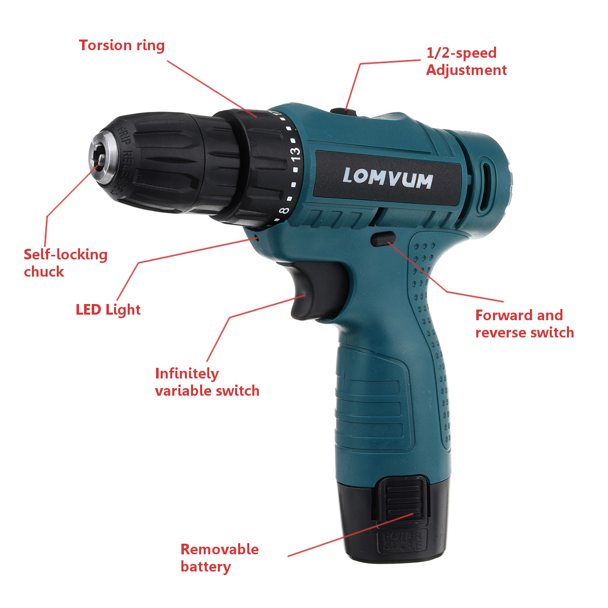 Multifunctional-Electric-Drill-211-Torque-Screwdriver-12V-Rechargeable-Dual-Speed-Power-Tools-W-2pcs-1786346-9