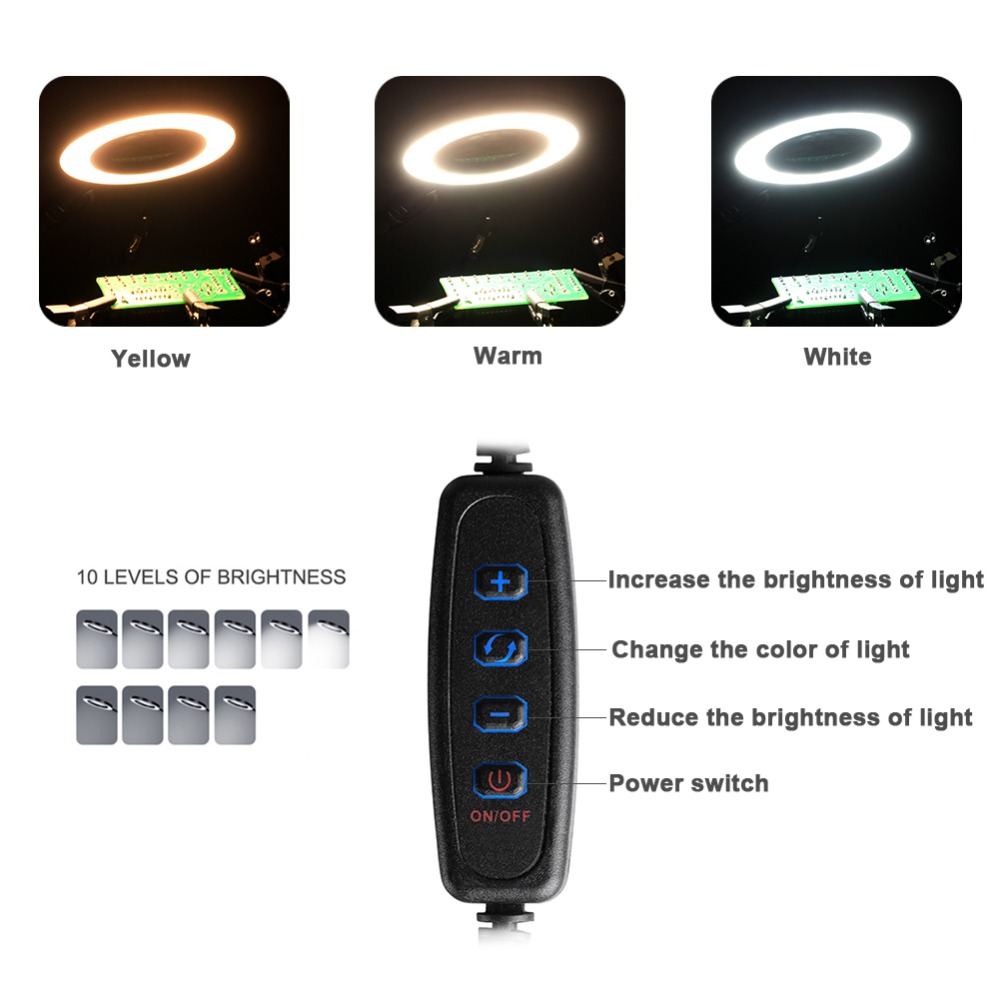 NEWACALOX-Desk-Clip-PCB-Soldering-Holder-3X-Magnifier-3-Colors-Illuminated-Lamp-Welding-Helping-Hand-1694158-3