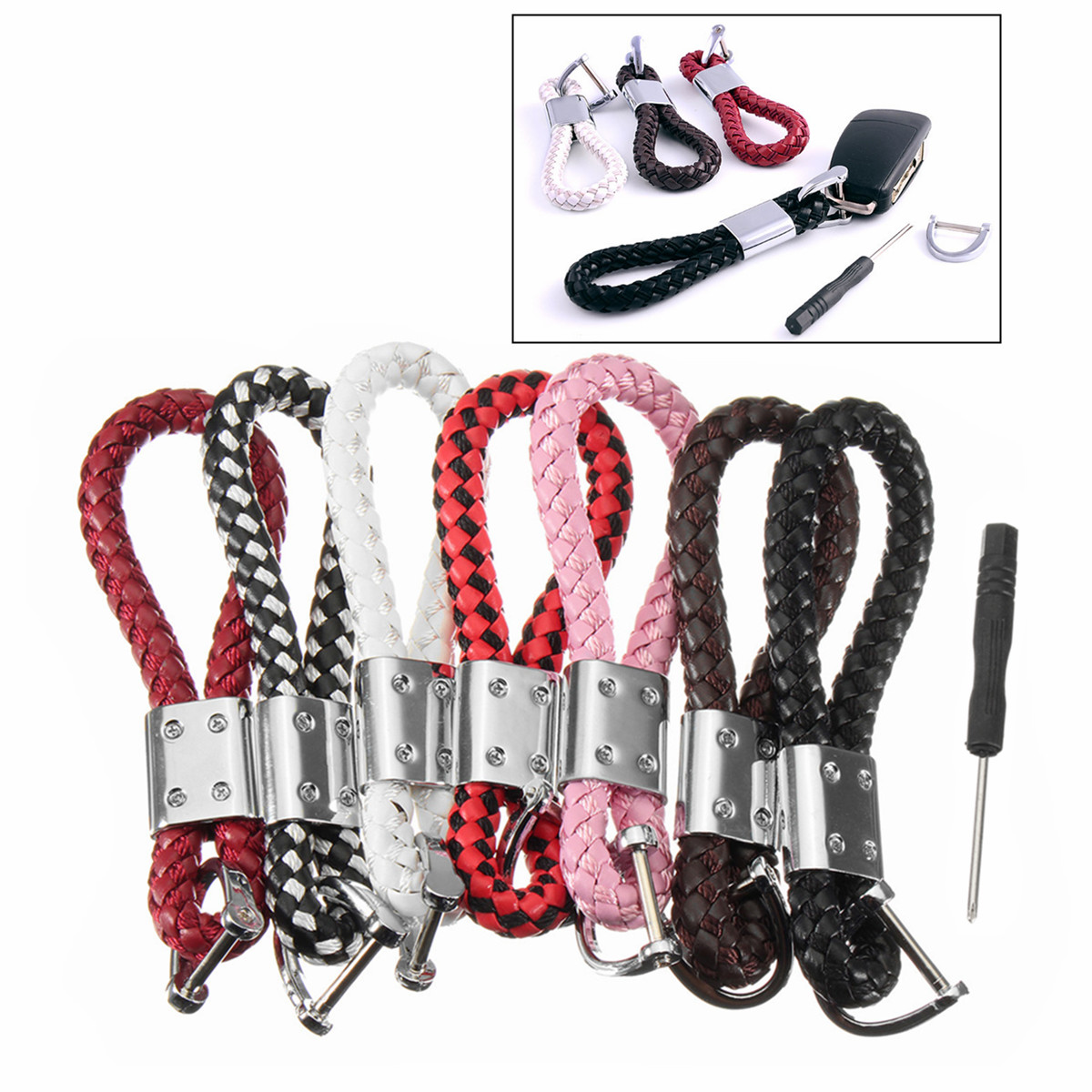 PU-Leather-Braided-Strap-Key-Chain-Stainless-Key-ring-7-Different-Colors-1191604-6