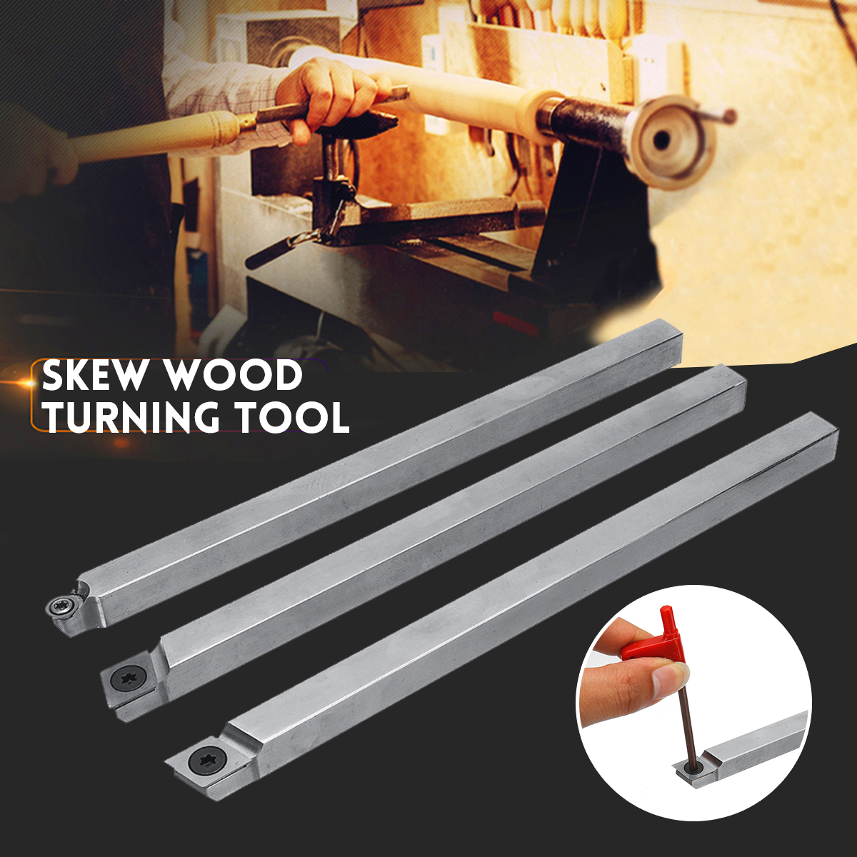 Skew-Wood-Turning-Tool-With-Wood-Carbide-Insert-Cutter-Square-Shank-Woodworking-Tool-1460977-2
