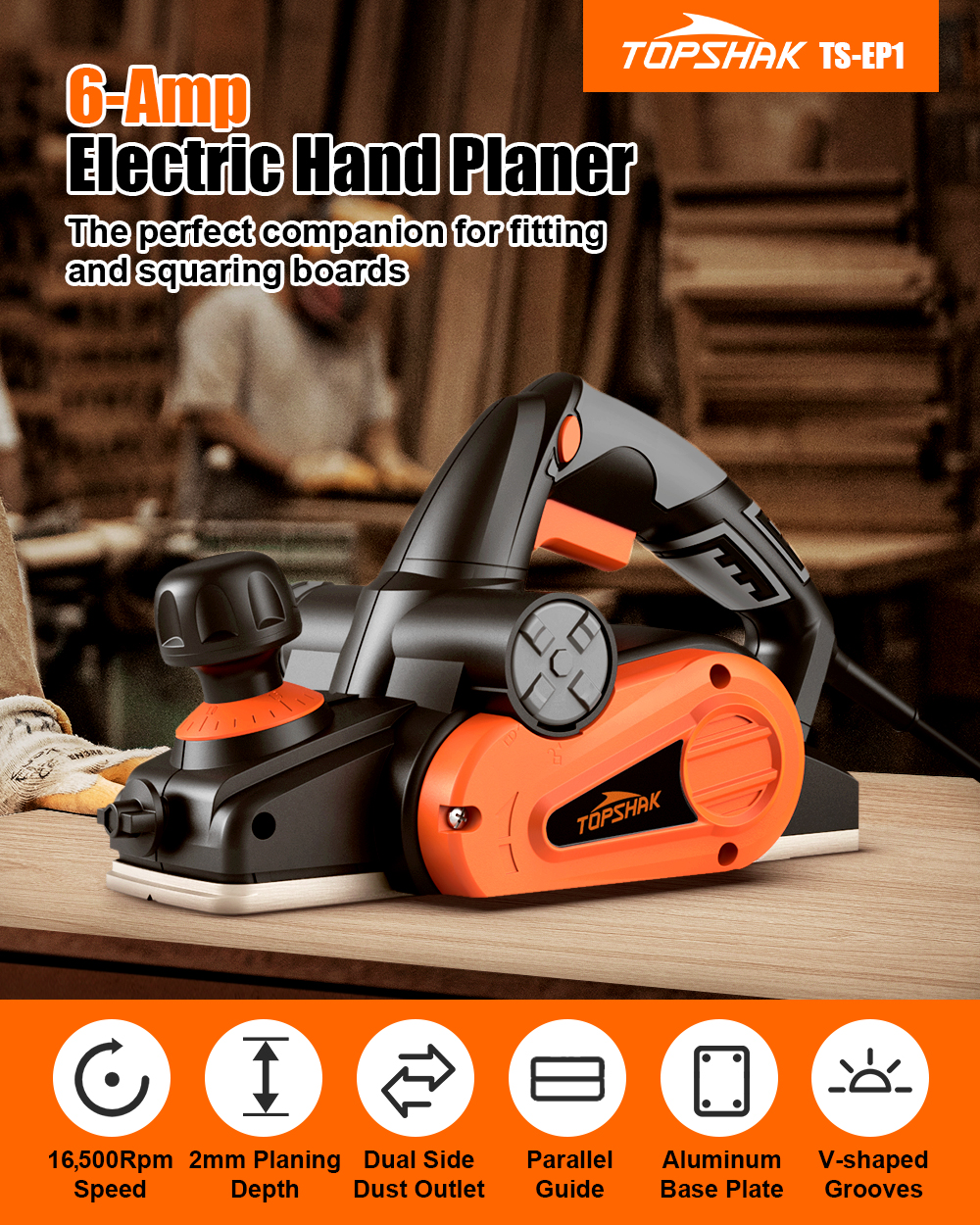 TOPSHAK-EP-1-6-Amp-Electric-Hand-Planer-16500min-32-Wood-Planer-with-Adjustable-Planing-Depth-Power--1911557-2